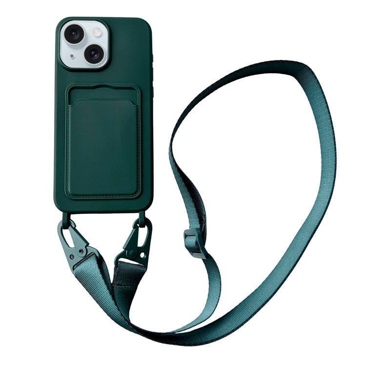 Card Slot Liquid Silicone Phone Case with Lanyard, Series 23