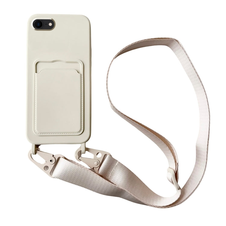 Card Slot Liquid Silicone Phone Case with Lanyard, Series 26