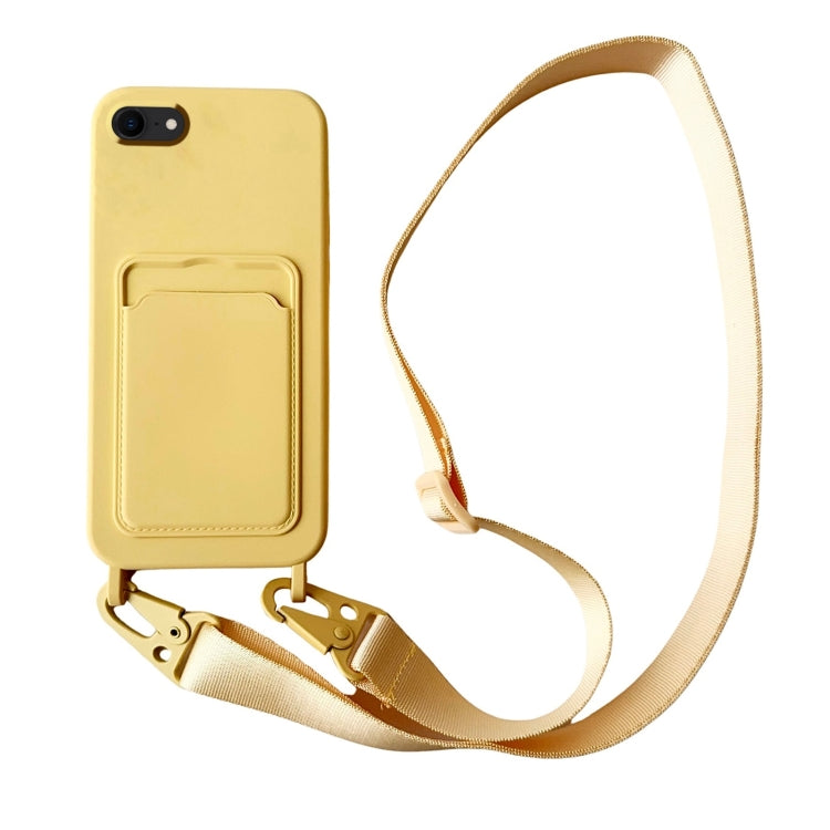 Card Slot Liquid Silicone Phone Case with Lanyard, Series 26