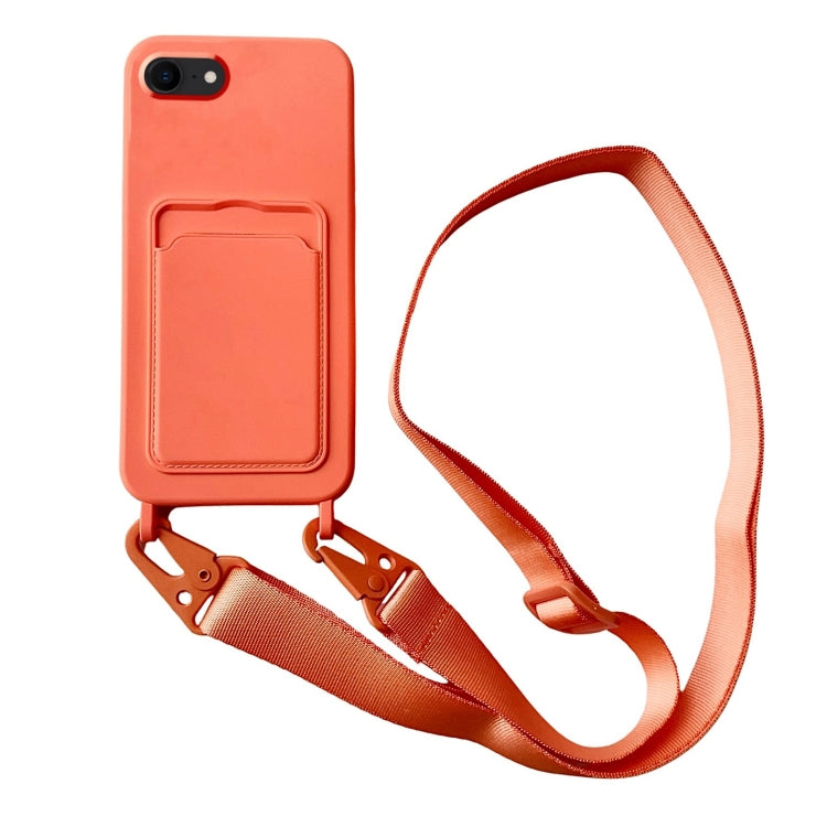 Card Slot Liquid Silicone Phone Case with Lanyard, Series 26