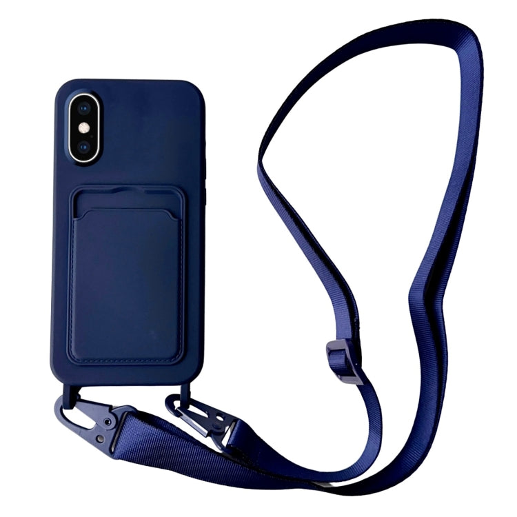 Card Slot Liquid Silicone Phone Case with Lanyard, Series 16