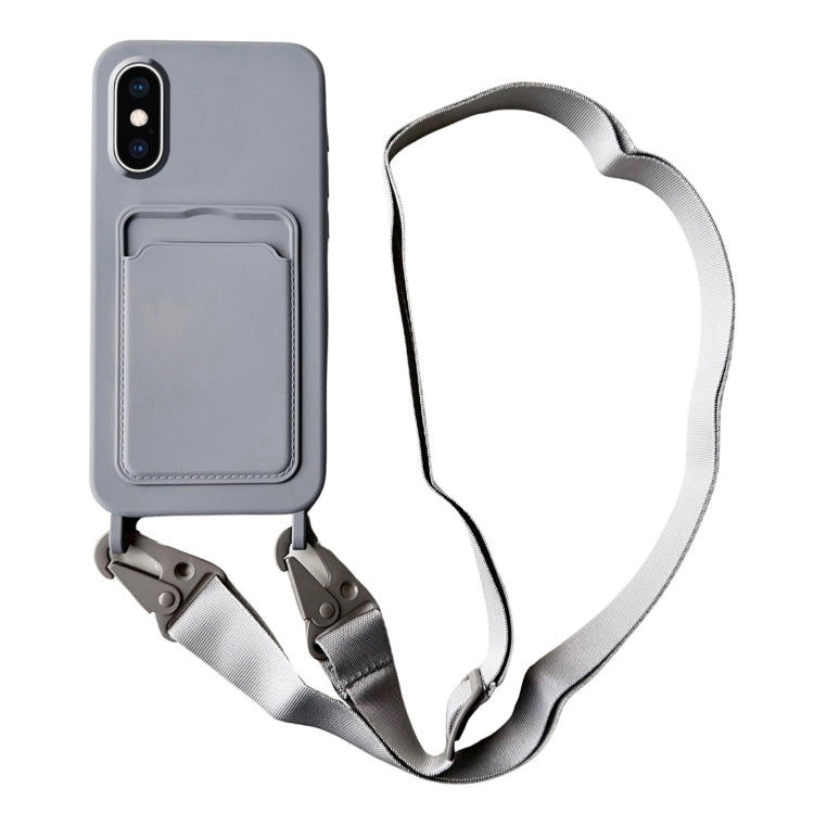 Card Slot Liquid Silicone Phone Case with Lanyard, Series 16