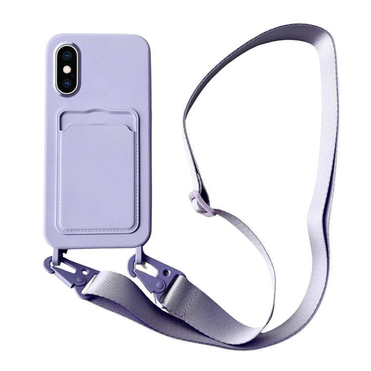 Card Slot Liquid Silicone Phone Case with Lanyard, Series 16