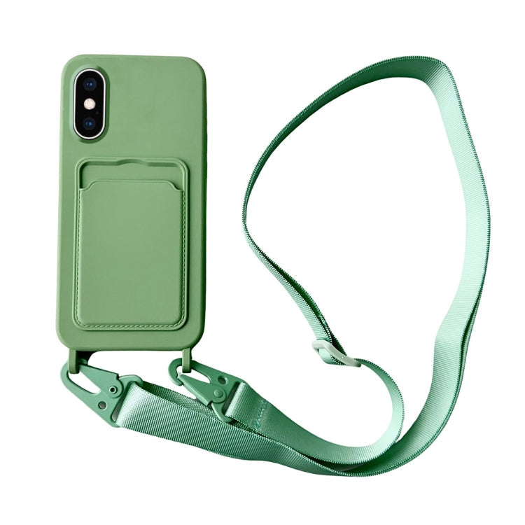 Card Slot Liquid Silicone Phone Case with Lanyard, Series 16