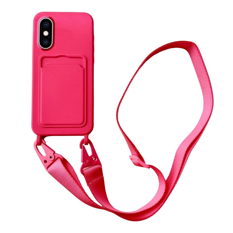 Card Slot Liquid Silicone Phone Case with Lanyard, Series 16