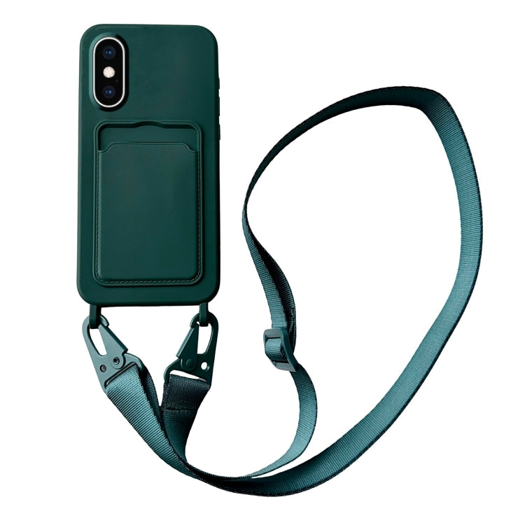 Card Slot Liquid Silicone Phone Case with Lanyard, Series 16