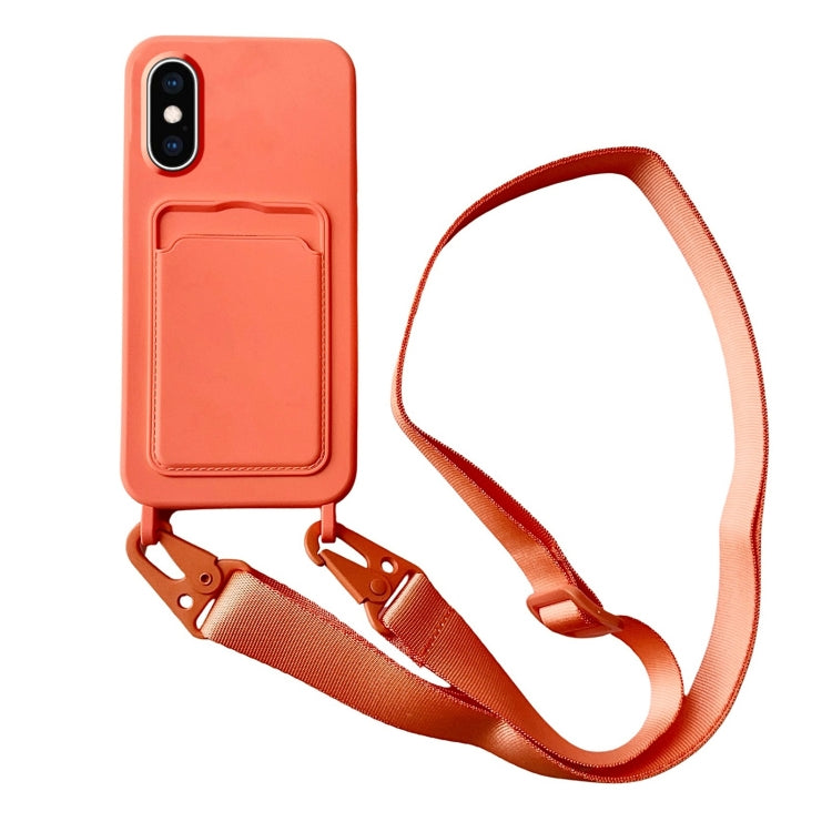 Card Slot Liquid Silicone Phone Case with Lanyard, Series 16