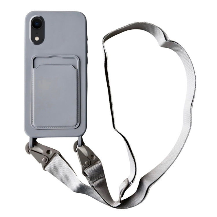 Card Slot Liquid Silicone Phone Case with Lanyard, Series 3