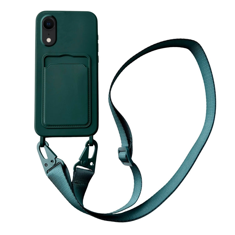 Card Slot Liquid Silicone Phone Case with Lanyard, Series 3