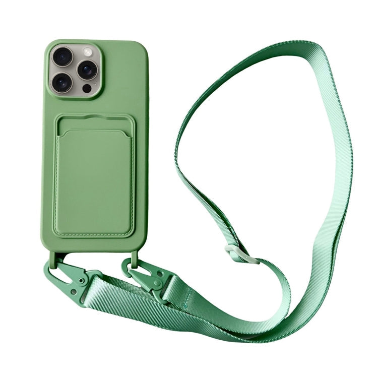 Card Slot Liquid Silicone Phone Case with Lanyard, Series 13