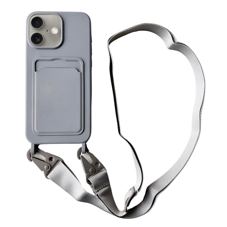 Card Slot Liquid Silicone Phone Case with Lanyard, Series 6