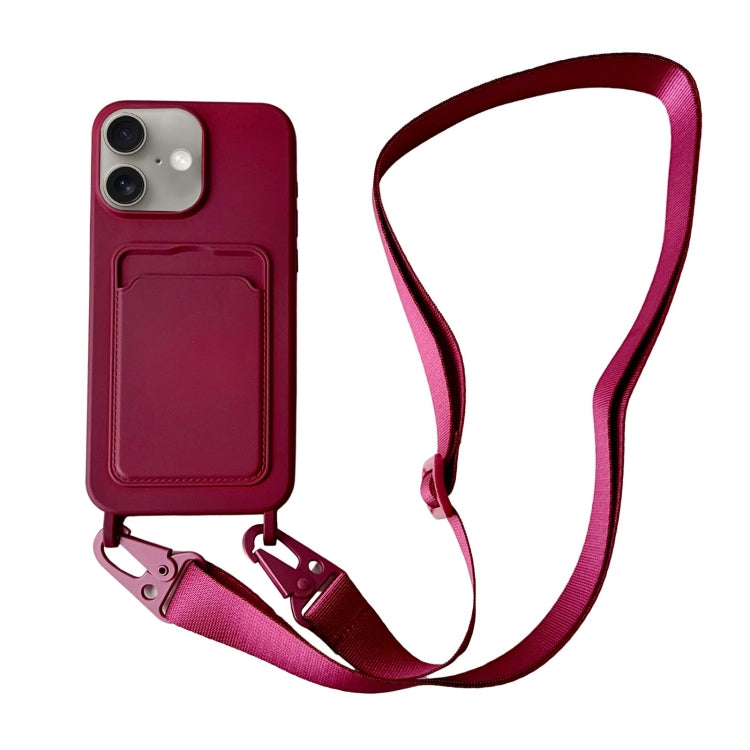 Card Slot Liquid Silicone Phone Case with Lanyard, Series 6