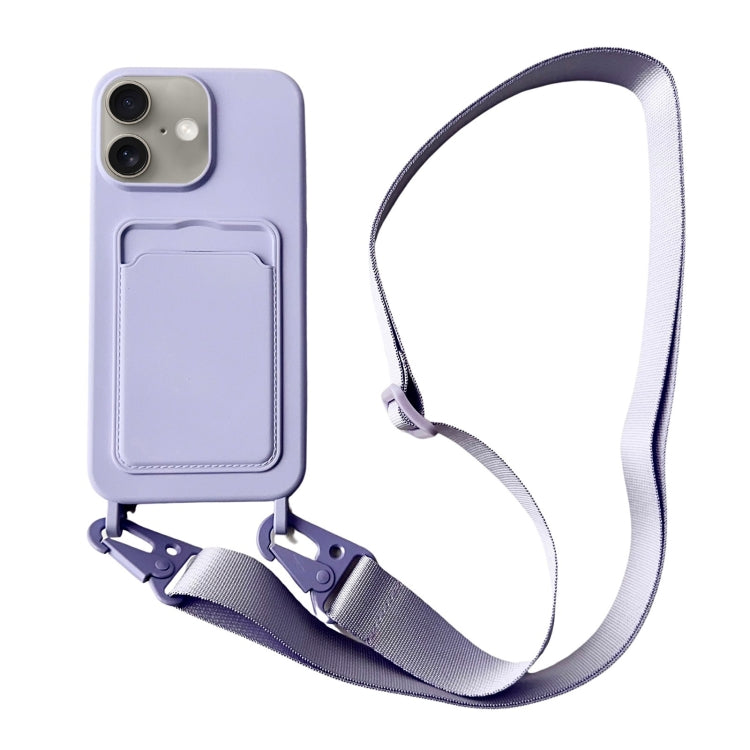 Card Slot Liquid Silicone Phone Case with Lanyard, Series 6