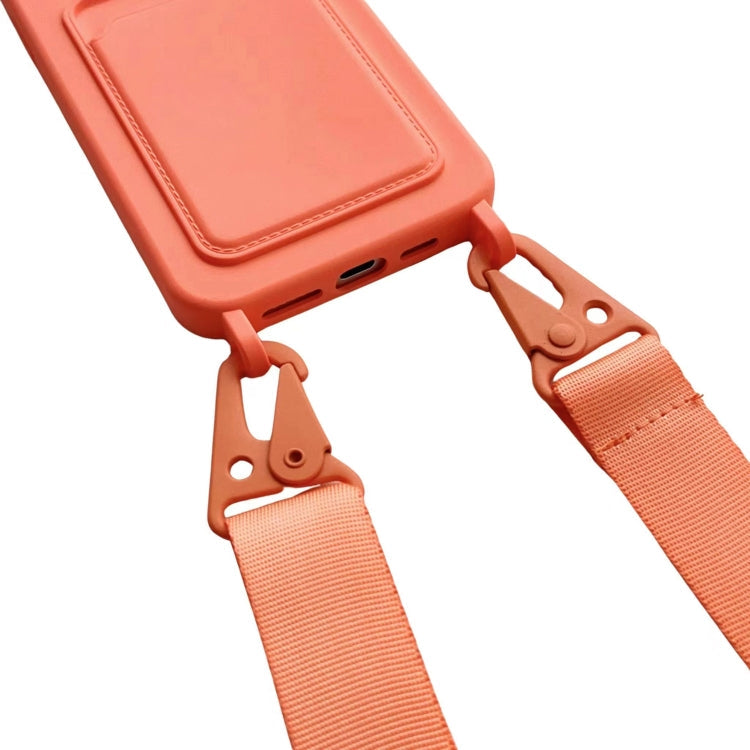 Card Slot Liquid Silicone Phone Case with Lanyard, Series 15