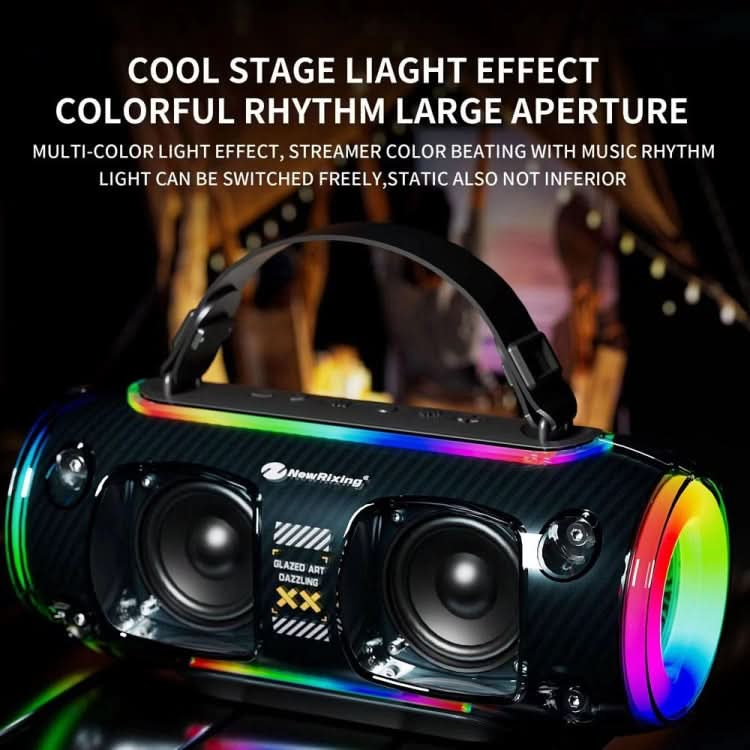 New Rixing NR8806 Portable Outdoor Wireless Bluetooth Speaker RGB Colorful Subwoofer