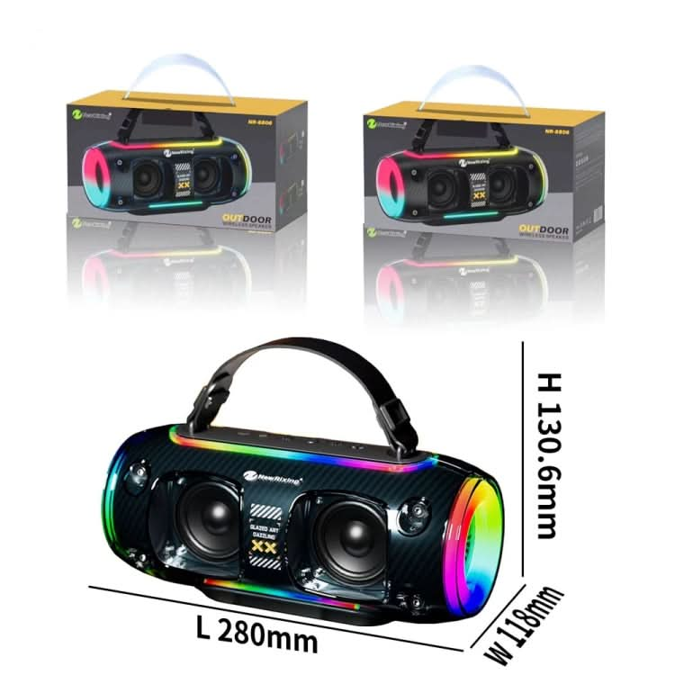 New Rixing NR8806 Portable Outdoor Wireless Bluetooth Speaker RGB Colorful Subwoofer