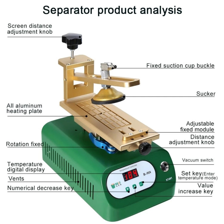 BEST B-918A 7 inch 110V Vacuum Pump LCD Screen Rotary Heating Platform Separator