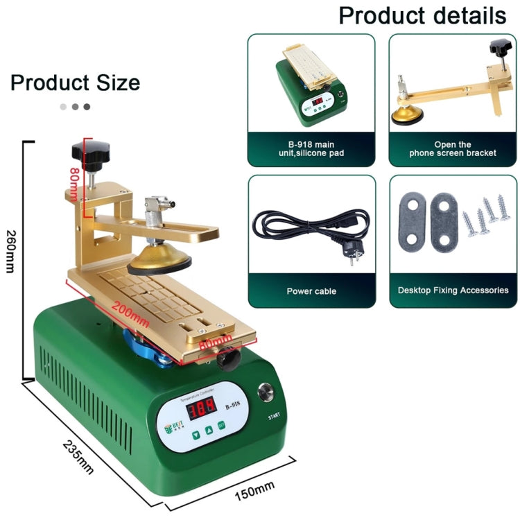 BEST B-918A 7 inch 110V Vacuum Pump LCD Screen Rotary Heating Platform Separator