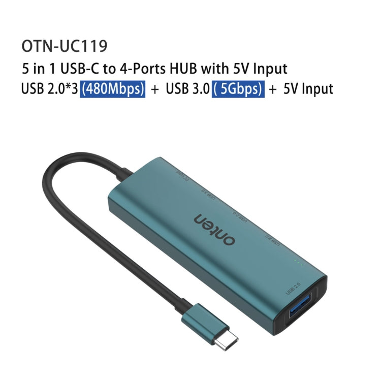 Onten UC119 5 in 1 USB-C / Type-C to USB 4-Ports USB HUB with 5V Input My Store