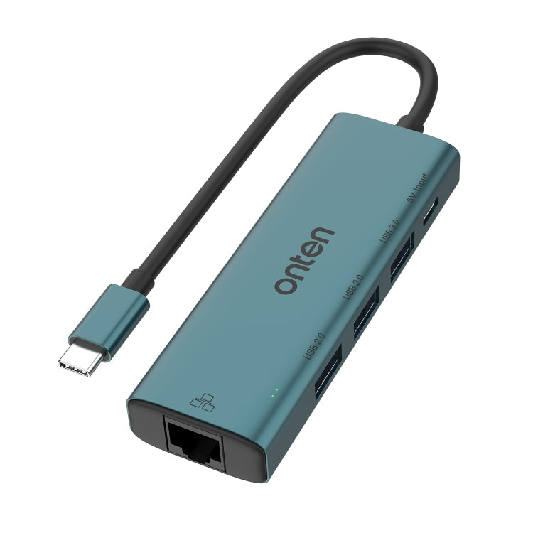 Onten UC121 5 in 1 USB-C / Type-C to USB 3.0 HUB with 5V Input & 100Mbps Network Card My Store