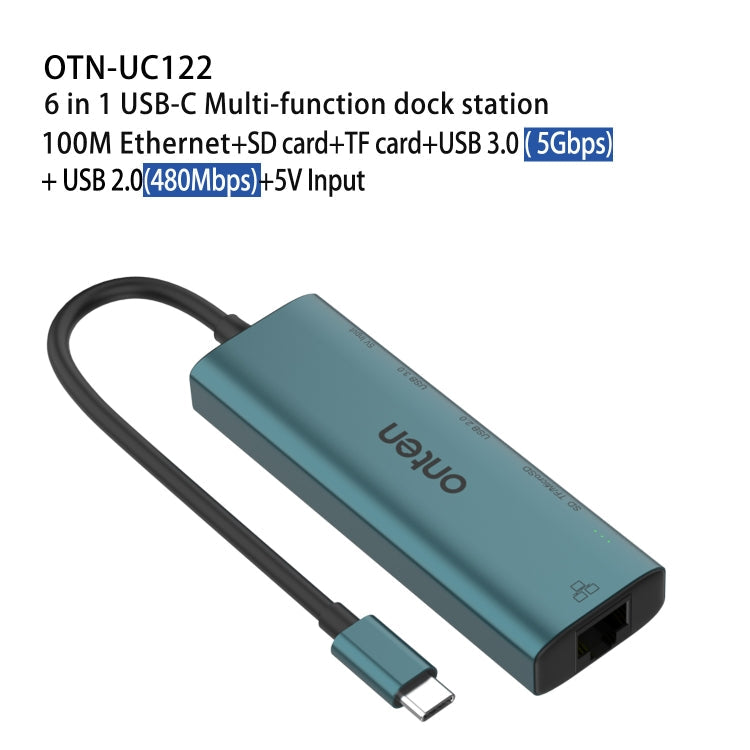 Onten UC122 6 in 1 USB-C / Type-C to SD + TF Card + USB 3.0 HUB with 5V Input & 100Mbps Network Card My Store