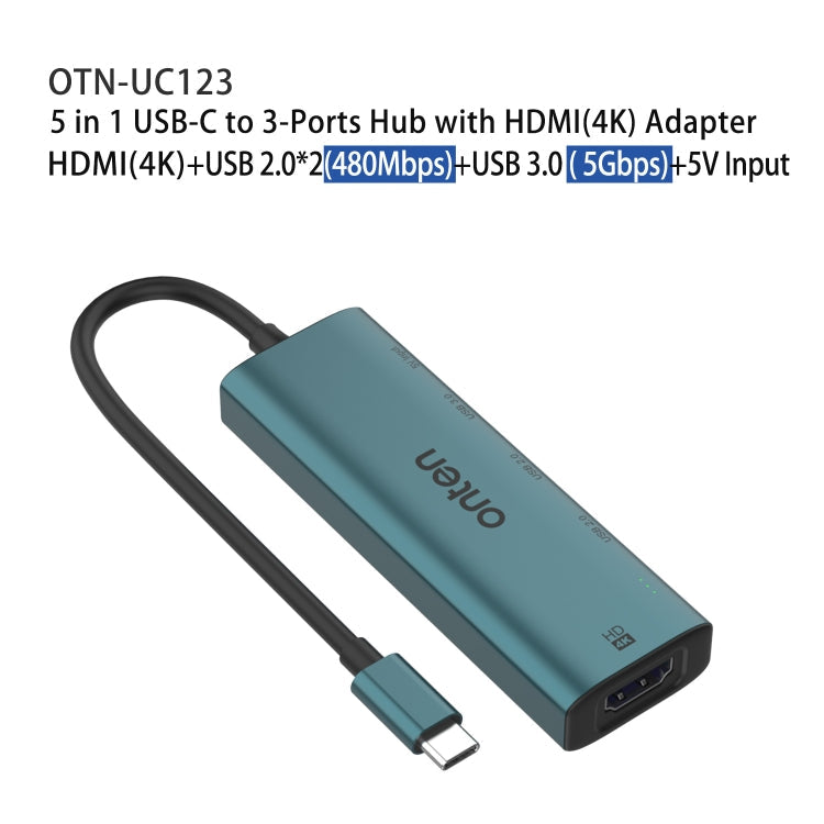 Onten UC123 5 in 1 USB-C / Type-C to HDMI + USB3.0 HUB Docking Station with 5V Input My Store