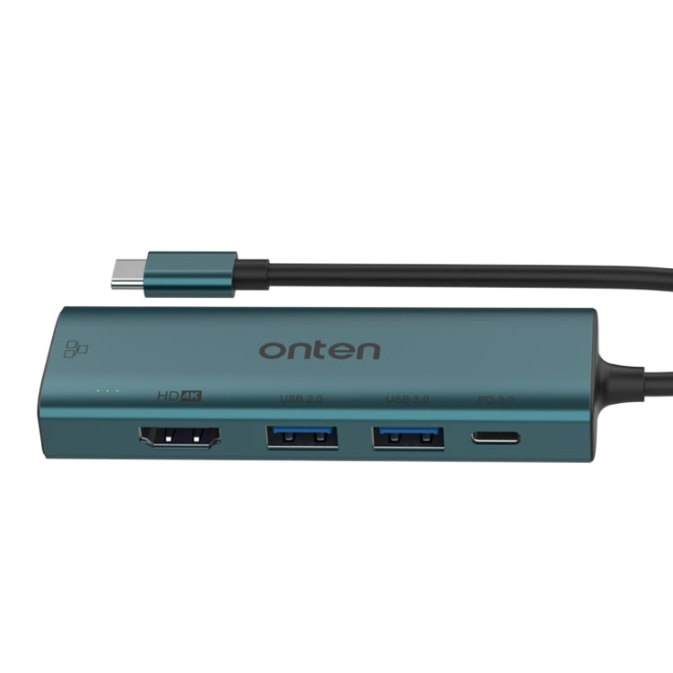 Onten UC125 5 in 1 USB-C / Type-C to HDMI+USB3.0+PD3.0 Multi-function HUB with 100Mbps Network Card