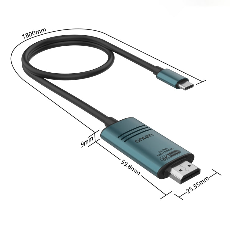 Onten UC982 8K 60Hz USB-C / Type-C to HDMI Video HD Conversion Cable