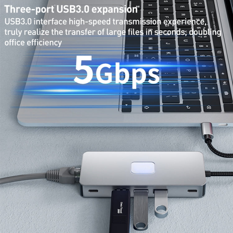 BYL-2315 10 in 1 Type-C to PD100W + USB3.0 + HDMI + RJ45 + SD/TF HUB Docking Station