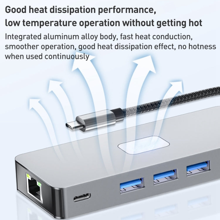 BYL-2315 10 in 1 Type-C to PD100W + USB3.0 + HDMI + RJ45 + SD/TF HUB Docking Station