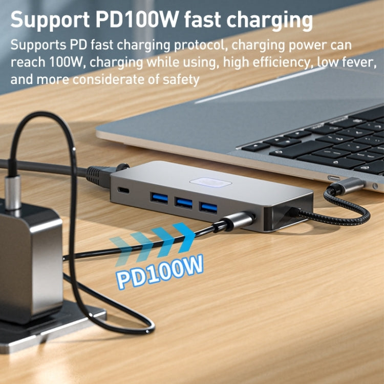 BYL-2315 10 in 1 Type-C to PD100W + USB3.0 + HDMI + RJ45 + SD/TF HUB Docking Station