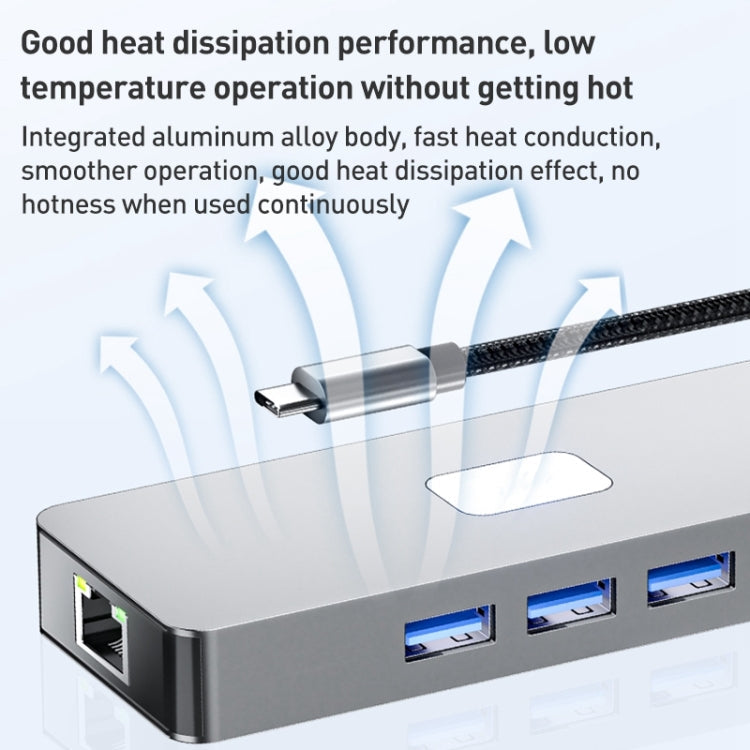 BYL-2401 8 in 1 Type-C to PD100W + USB3.0 + HDMI + DP + RJ45 HUB Docking Station My Store