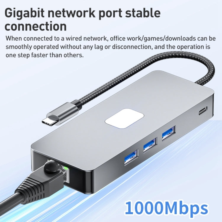 BYL-2401 8 in 1 Type-C to PD100W + USB3.0 + HDMI + DP + RJ45 HUB Docking Station My Store