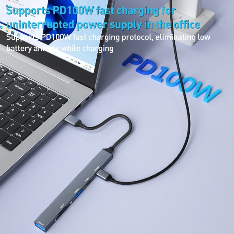 ADS-807 PD100 6 in 1 Type-C to PD100W + USB3.0 + USB2.0 + SD/TF HUB Docking Station My Store