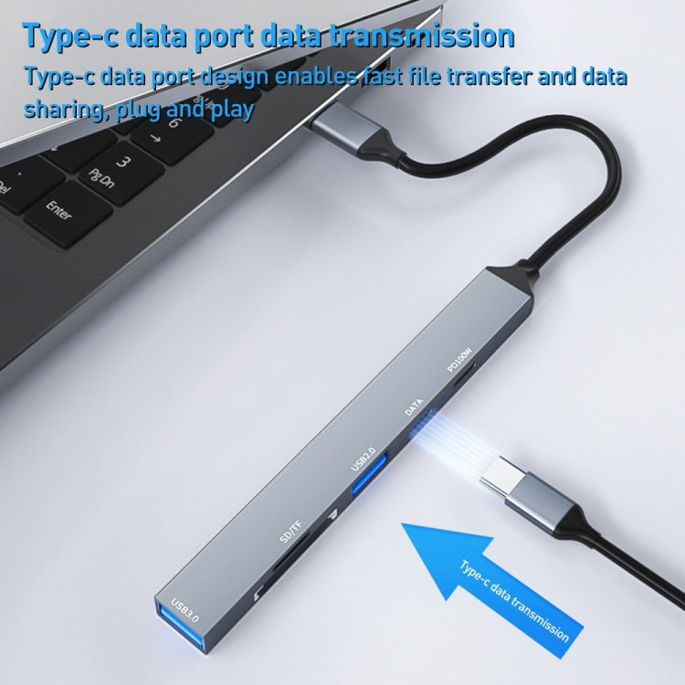 ADS-807 PD100 6 in 1 Type-C to PD100W + USB3.0 + USB2.0 + SD/TF HUB Docking Station My Store