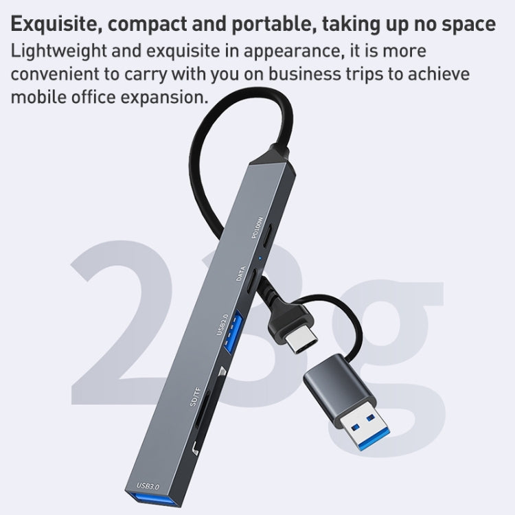 ADS-807D 6 in 1 USB + Type-C to PD100W + USB3.0/2.0 + SD/TF HUB Docking Station