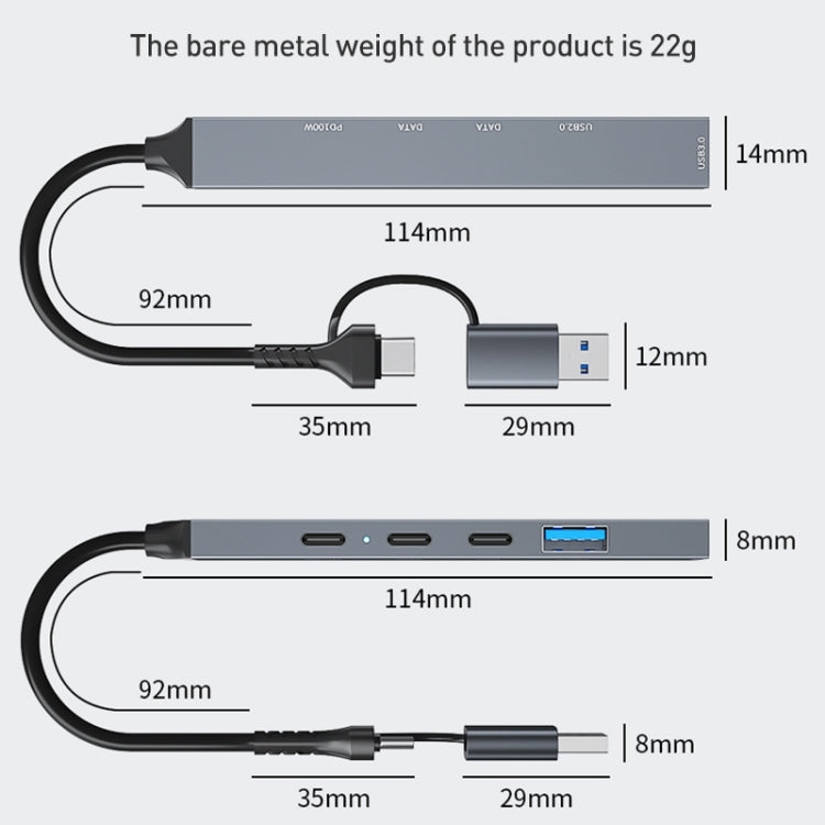 ADS-809D 5 in 1 USB + Type-C to PD100W + USB3.0/2.0 + Type-C HUB Docking Station My Store