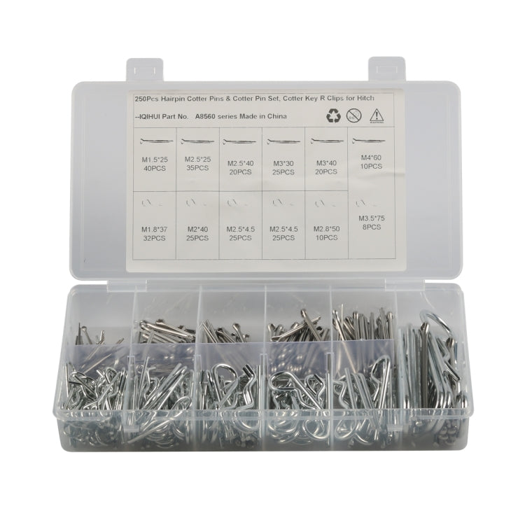 250pcs / Box Heavy Duty Zinc Plated Cotter R Tractor Clip Pin