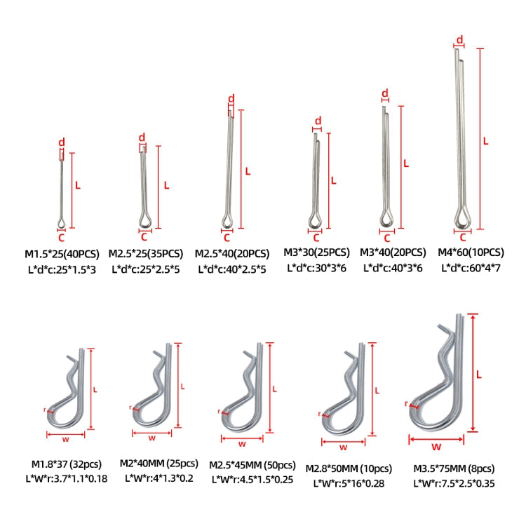 250pcs / Box Heavy Duty Zinc Plated Cotter R Tractor Clip Pin-Reluova