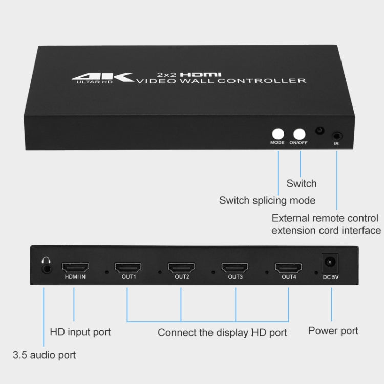 XP02 4K 2x2 HDMI Video Wall Controller Multi-screen Splicing Processor My Store