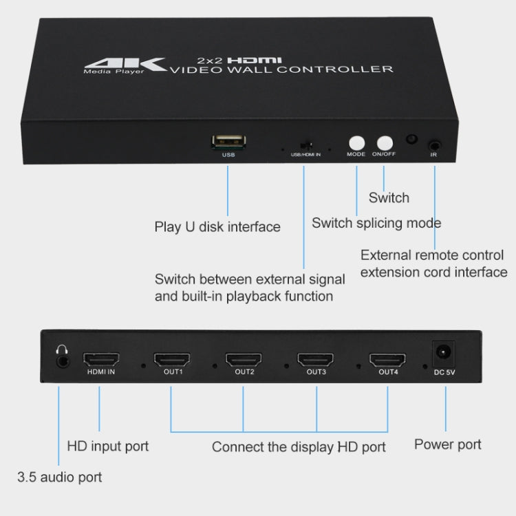 XP03 4K 2x2 HDMI Video Wall Controller Multi-screen Splicing Processor My Store