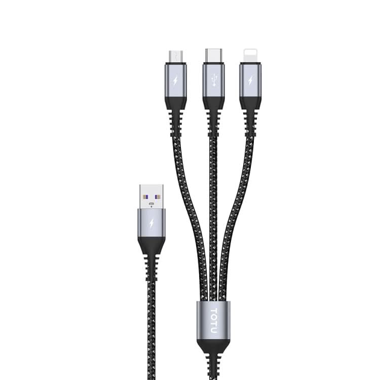 TOTU CB-5-3 3 in 1 17.5W USB to 8 Pin+Micro USB+USB-C/Type-C Multifunctional Data Cable, Length: 1.2m