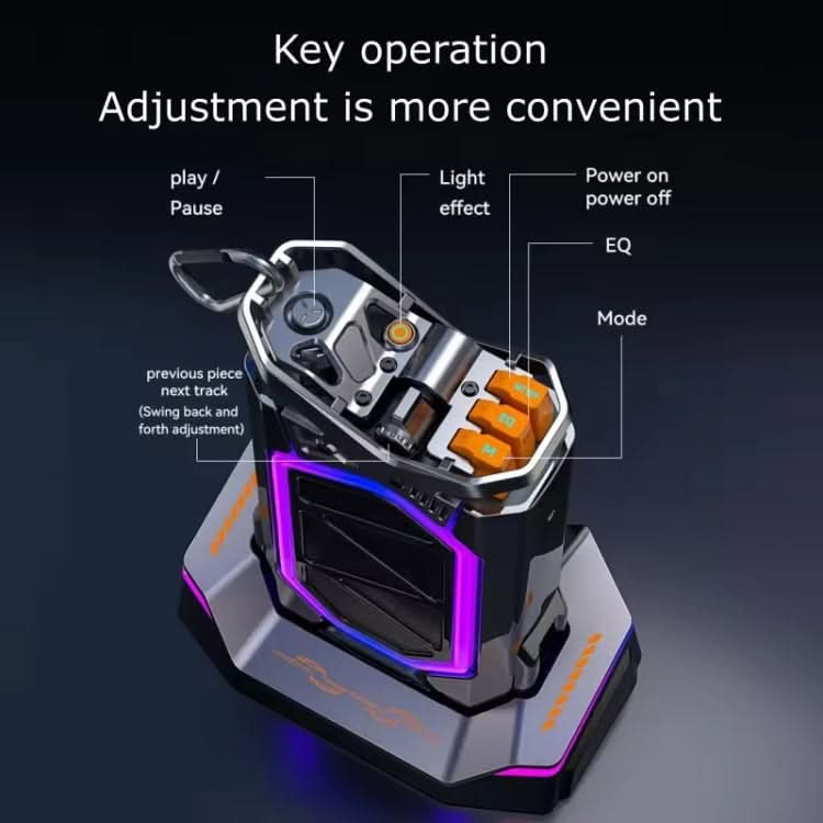 GQ-18 RGB Colorful Mech Mechanical Waterproof Wireless Bluetooth Desktop Subwoofer