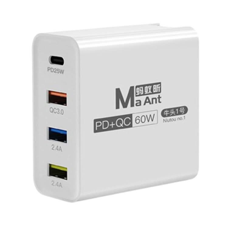 Ma-Ant 60W USB-C/Type-C+3 USB Multi-port Fast Charging Charger