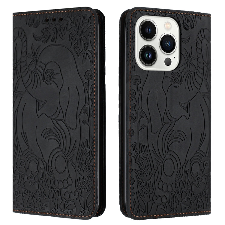 Retro Elephant Embossed Leather Phone Case, Series 2