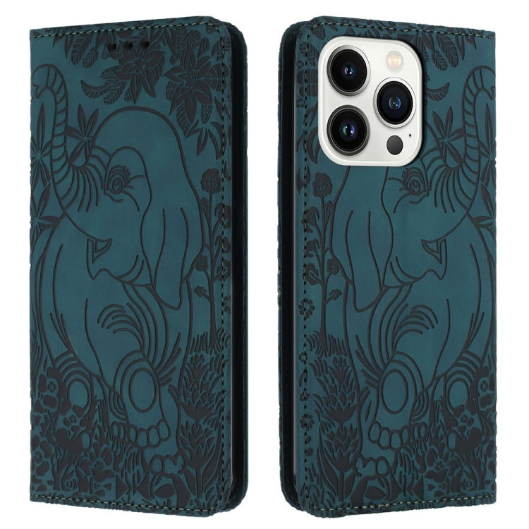 Retro Elephant Embossed Leather Phone Case, Series 2