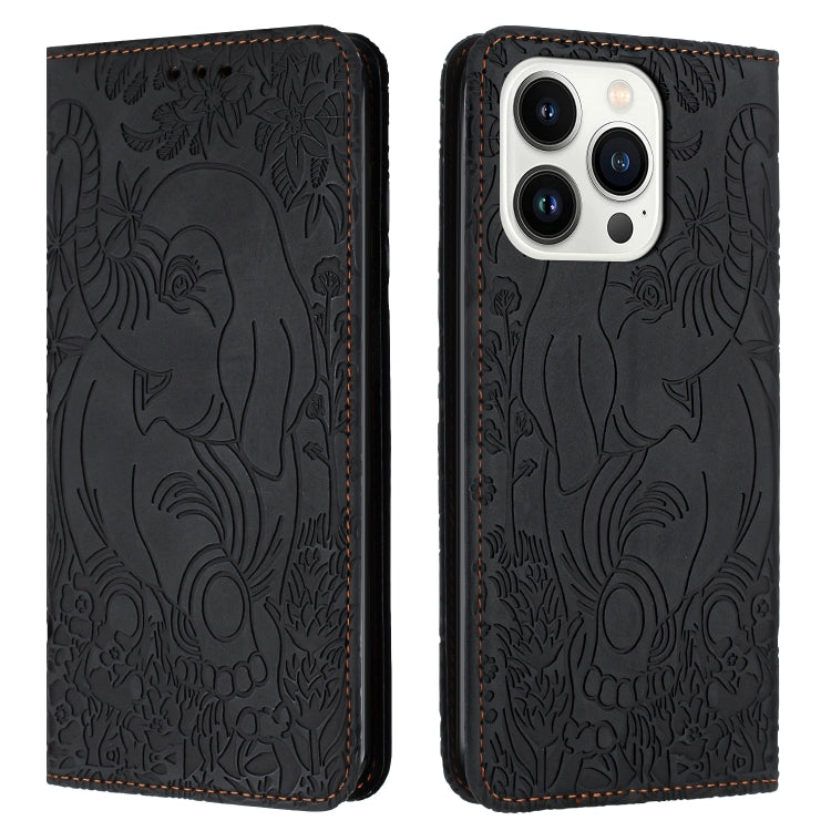 Retro Elephant Embossed Leather Phone Case, Series 3