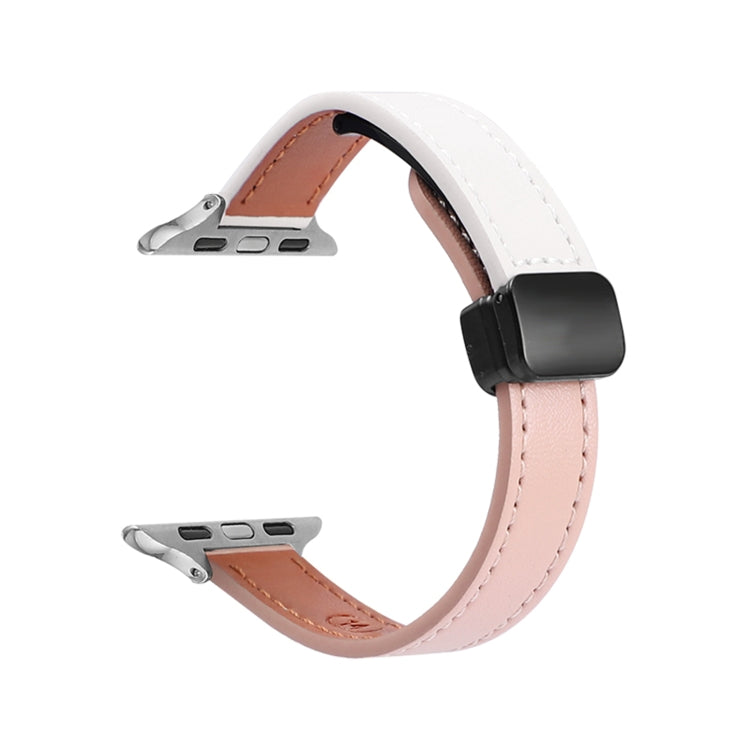 Slim Magnetic Buckle Genuine Leather Watch Band, Series 4