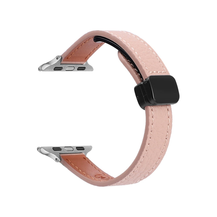 Slim Magnetic Buckle Genuine Leather Watch Band, Series 4