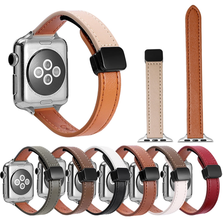 Slim Magnetic Buckle Genuine Leather Watch Band, Series 1